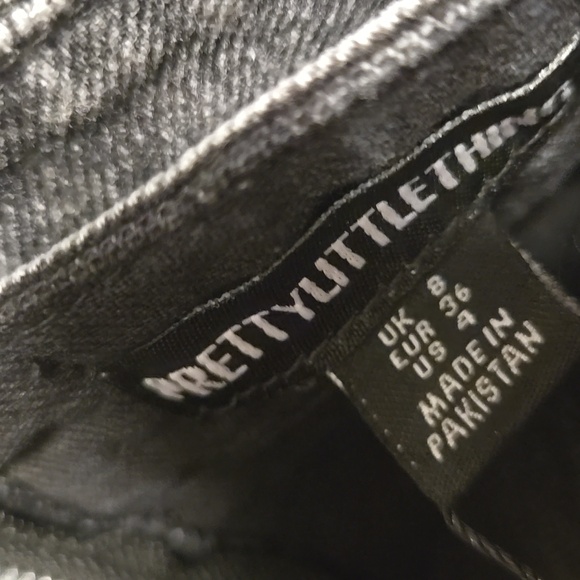 NWT PrettyLittleThing Seam Detail Asymmetric Denim Mini Dress-Washed Black - Picture 10 of 10